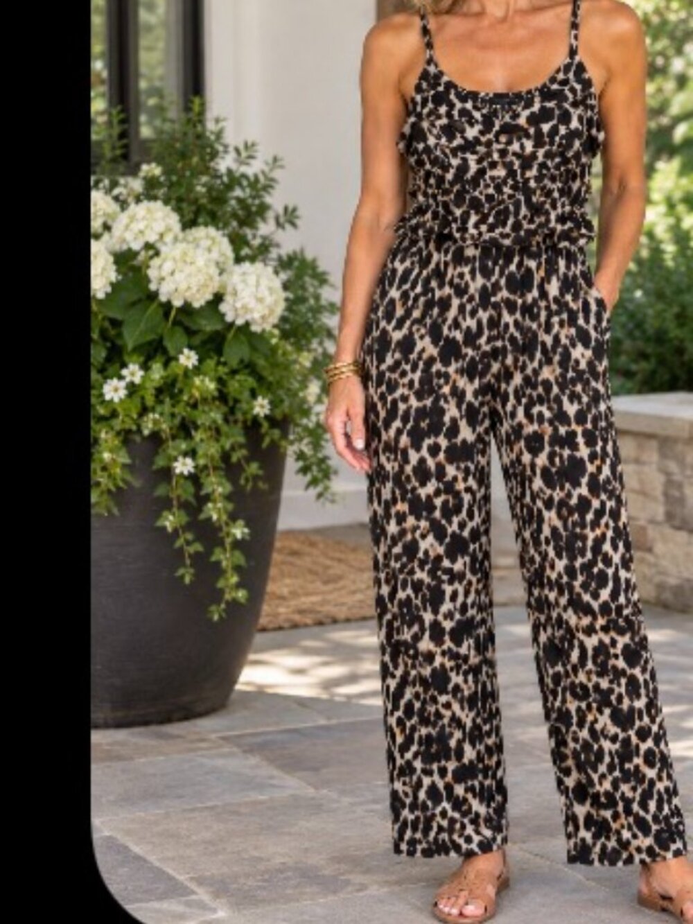 Larsyn & Lilly Leopard Print V-Neck Jumpsuit Size XL